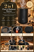 2-in-1 Portable Rechargeable Oud & Bakhoor Burner – Charcoal & Charcoal-Free (BK-108)