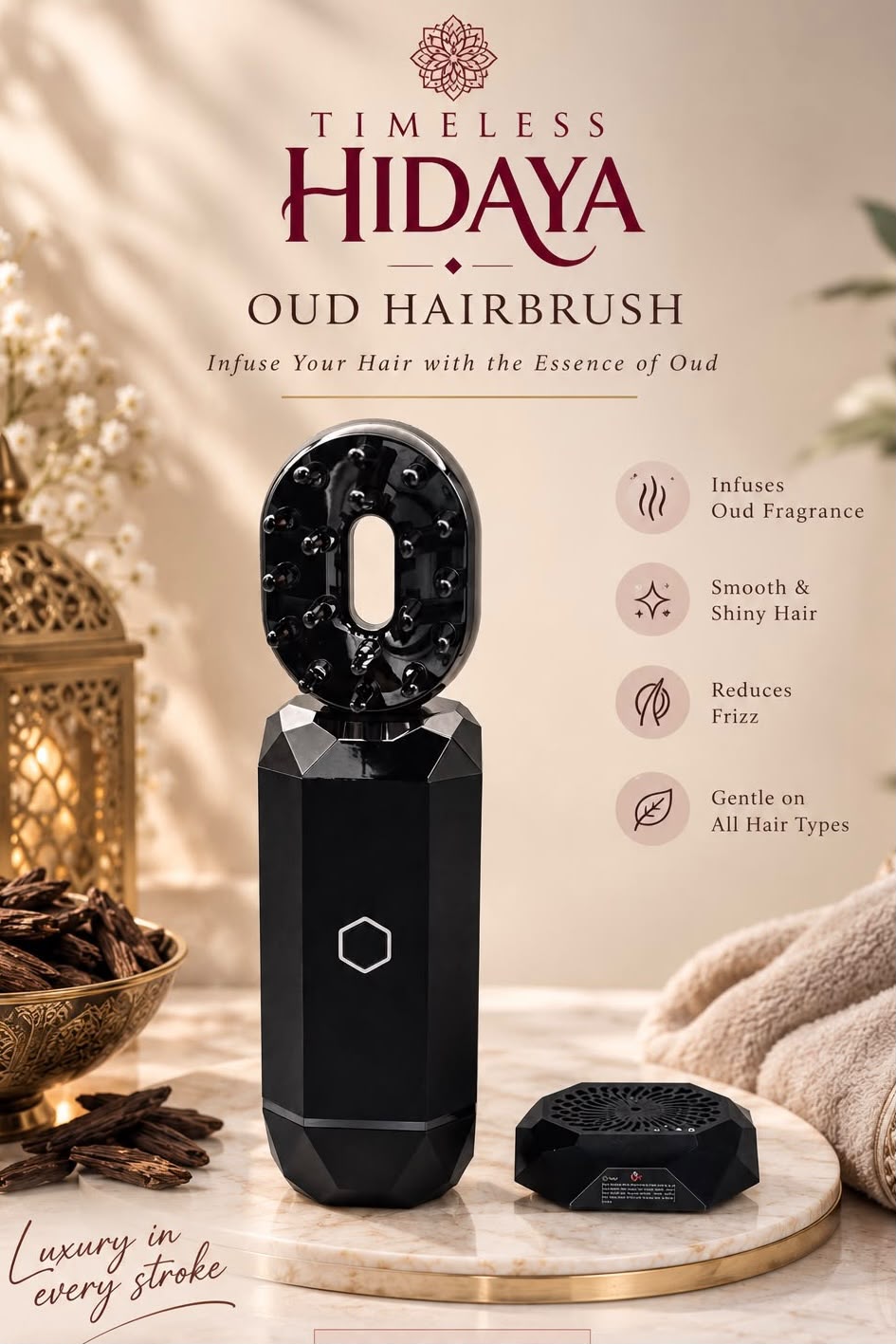 OudAura – Rechargeable Oud & Bukhoor Hair Brush