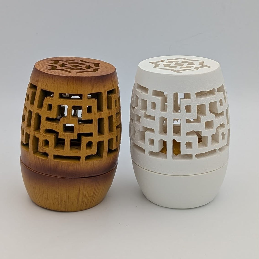 Modern Geometric Arabic Oud & Bukhoor Charcoal Burner – Wood-Grain or White Finish